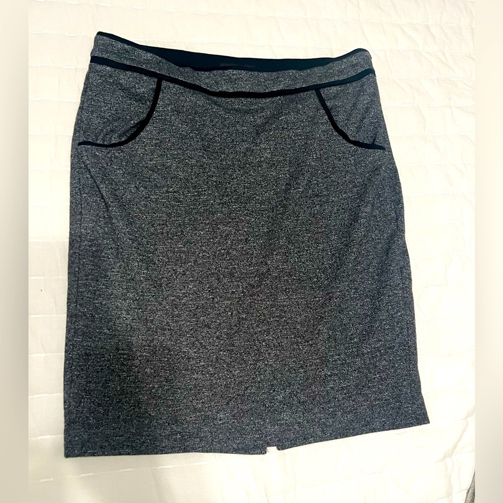 Charcoal with black lining, at the knee pencil skirt.